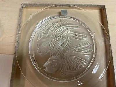 Buy Vintage Lalique Crystal Plate W/ Gold Fish Etched Design 1975 W/ Box DS30 • 60.77£