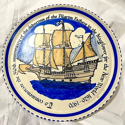 Buy HONITON POTTERY - Mayflower Plate - 350th Anniversary 1620-1970 Pilgrim Fathers • 45£