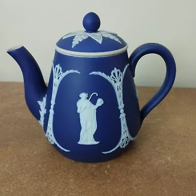 Buy Antique Wedgwood, Dark Blue Jasperware Teapot & Lid Neoclassical • 59.95£