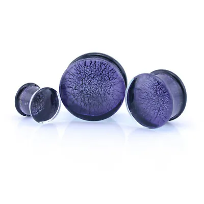 Buy Ear Plugs Dichroic Glass Pyrex Crackle - Blue/Aqua, Pink, Purple & Clear/Silver • 1.99£