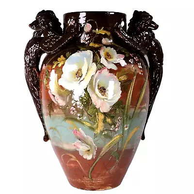 Buy Leeds Burmantofts Pottery Exhibition Vase Simargi Dog Impasto Flowers H60cm 1870 • 2,000£