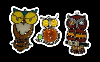 Buy 3 Stained Glass Look Ornament Window Hanger Suncatcher OWL 4  & 2  Lots See Pic • 24.65£