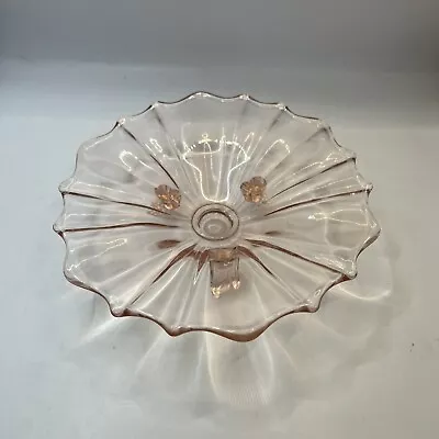 Buy Vintage Indiana Glass Cube Whitehall 3 Footed Pink Depression Plate • 8.53£