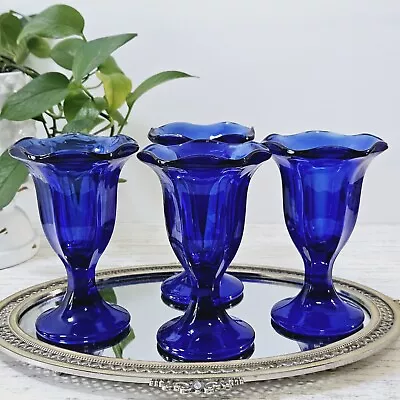 Buy Cobalt Blue Dessert Parfait Ice Cream Sundae Glassware 4 • 28.49£