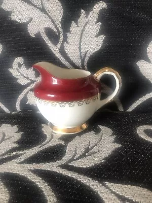 Buy Sutherland HM Bone China Jug Red With Gold Leaf Trim. Perfect Condition • 6.50£