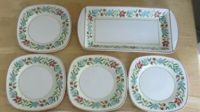 Buy Vintage Portland Pottery Cobridge Serving Tray & 4 Tea Plates 1950s Rare Pattern • 10.99£