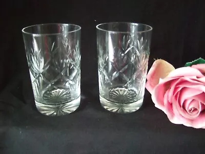 Buy Pair  Cut Glass  Lead Crystal Small Whisky Tumblers Rocks Spirits Glasses • 4.99£