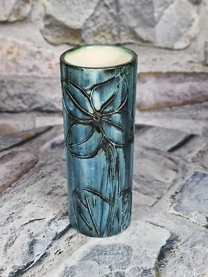 Buy Vintage Carn Studio Pottery Cornwall Cylinder Vase Blue/Green N50 • 19.99£