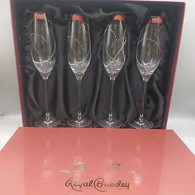 Buy Royal Brierley Crystal Flute Glasses X4 Boxed • 50£