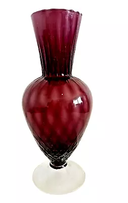Buy MCM Empoli Cased  Purple Amethyst Glass Vase  Quilted /frilled Edge • 20£