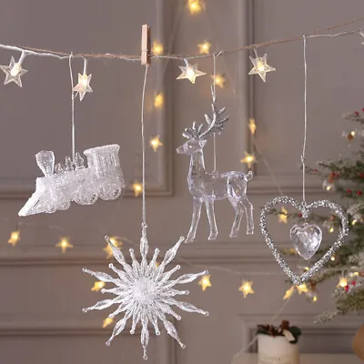 Buy Clear Crystal Ornaments Christmas Tree Hanging Pendant Gift Various Styles Decor • 5.27£
