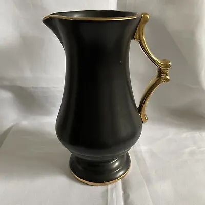 Buy Extremely Rare WADE Royal Victoria Pottery Jug Vase Vintage Black Gold VGC 23cm • 19.99£