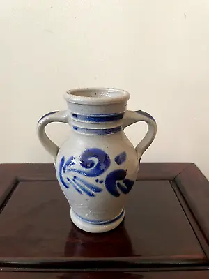 Buy German Handarbeit Blue Salt Glazed Stoneware Pitcher Vase • 20£
