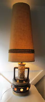 Buy Retro West Germany Fat Lava Pottery 2 Bulb Floor Lamp W/Original Shade  WGP MCM • 130£