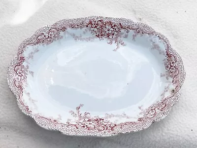 Buy Vintage Serving Dish Alfred Meakin Medway Design Red And White Semi Porcelain • 19.99£