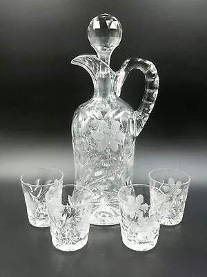 Buy Vintage American Brilliant Cut Glass Decanter Set With Four Glasses • 95.89£