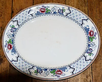 Buy Rare Vintage Large Maling Blue White & Floral Platter 39.5cm X 32.5cm • 9.80£