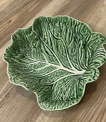 Buy BORDALLO PINHEIRO Green Cabbage Leaf 10.5” Footed Serving Bowl Portugal Majolica • 28.94£