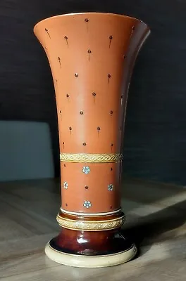 Buy Antique C1900 Villeroy & Boch German Mettlach Stoneware Pottery Enamel Vase 27cm • 55£