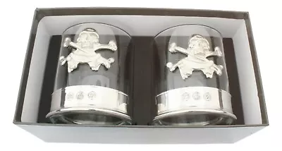 Buy Skull & Crossbones Pair Crystal Tumblers With Pewter Base In Presentation Box  • 29.99£