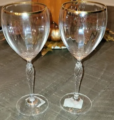 Buy Set Of 2 ROYAL DOULTON Crystal  DAWN GOLD   Wine GLASS NEW 8-1/4   • 21.75£