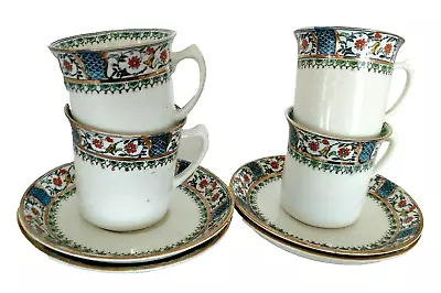 Buy 4 X Vintage Art Nouveau Sutherland Art China Tea/Coffee Cups & Saucers  C 1912 • 9.99£