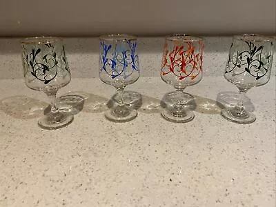 Buy Vintage 1960’s 70’s Mid Century Retro Glass Wine Sherry Glasses Patterned • 9.99£