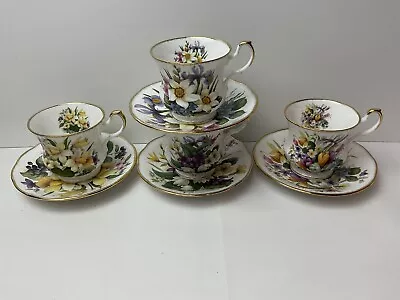 Buy Queens China 4 X Cups & Saucers 4 Different Floral Designs Stunning Superb Condi • 29.99£