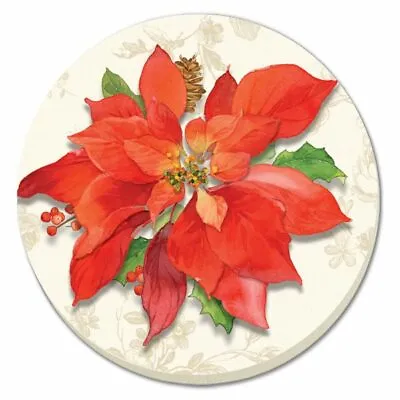 Buy Christmas Grand Poinsettia Tumbled Tile Stoneware Coasters Set Of 4 • 15.43£