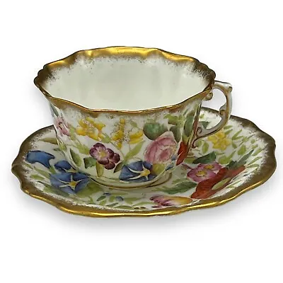 Buy Hammersley England Queen Anne Vintage Bone China Gold Floral Tea Cup Saucer Set • 76.14£
