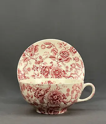Buy 11.5  Colossal Cup & Saucer Set English Chippendale Red Pink By Johnson Brothers • 212.62£