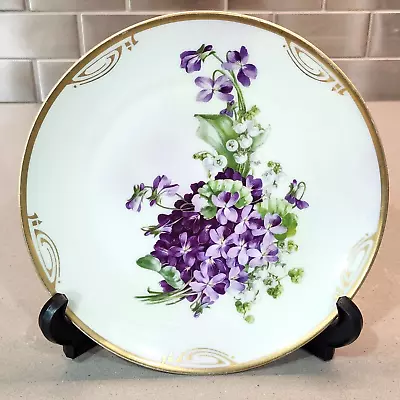 Buy Royal Munich Bavaria Hand-Painted Violet Floral Bouquet Gold Trim Plate 8.75  D • 23.57£