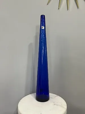 Buy Vintage 1980’s Blenko 8817-L Cobalt Blue Half Crackle Tapered Vase 19” Tall HTF • 385.50£