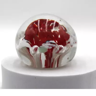 Buy Vintage Glass Paperweight Red And White  • 7.58£