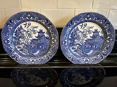 Buy Pair Of Blue And White “Willow” Design Dinner Plates From Burleigh Ware • 22£