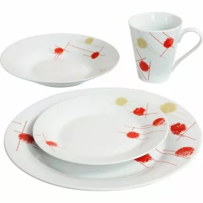 Buy 16 Piece Porcelain Dinner Set Plates Dinnerware Tableware Kitchen  Service For 4 • 24.99£