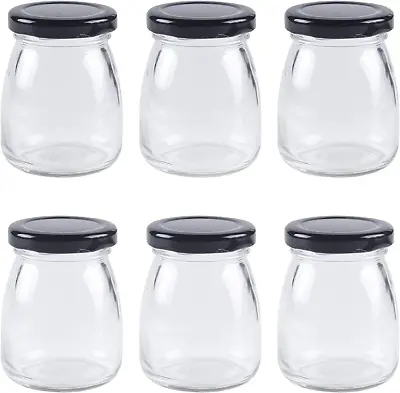 Buy Danmu Art 6pcs 100ml Clear Glass Bottles With Pretty Black Lids Small Glass Jars • 13.02£