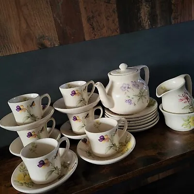 Buy Vintage Kernewek Pottery - Flower Design - Teapot, Milk Jug 6 Cups  -Cornwall • 39.99£