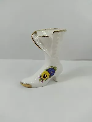 Buy Miniature Porcelain Ladies Boot With Flowers And Gold Trim Total Elegance  • 6.99£