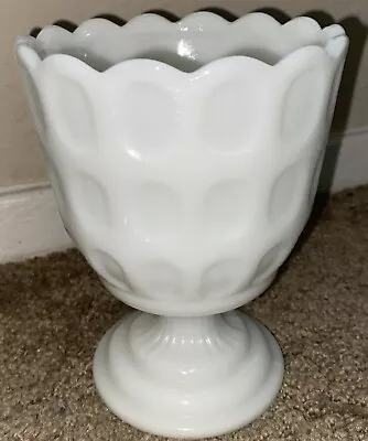 Buy Vintage E. O. Brody White Milk Glass Paneled Footed Planter Vase • 14.23£