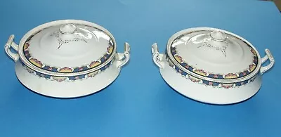 Buy PAIR OF VINTAGE (c. 100-YR OLD) MIDWINTER SCROLL HANDLED LIDDED VEGETABLE DISHES • 24£