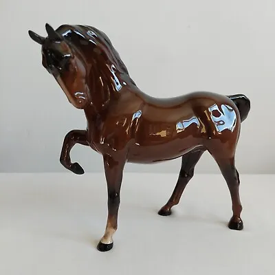 Buy Beswick Brown Prancing Stallion Head Tucked Leg Up Horse Figurine • 29.99£