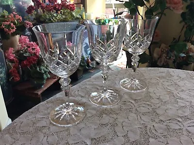 Buy 3 New Galway Ireland Crystal Longford Wine Or Water Glasses Goblet 7  High • 56.74£