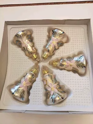 Buy 5 Vintage Germany 1980's Glass Bell Christmas Ornaments Inl Box  Handpainted • 20.86£