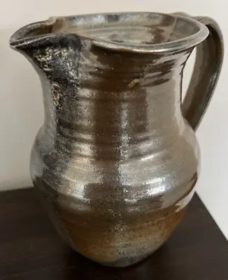 Buy Art Pottery Pitcher Signed S. Prieto MCM Brutalist Brown Black 8.5  Tall • 32.68£