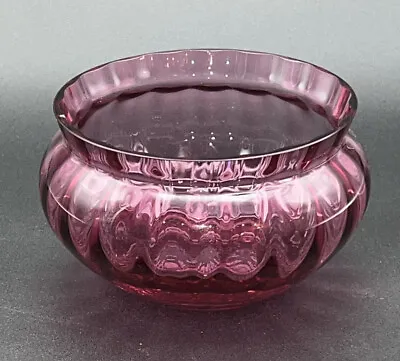Buy Vintage Cranberry Glass Wide Mouthed Bowl -4 3/4  Wide • 8.65£
