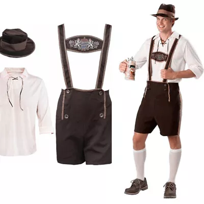 Buy German Oktoberfest Costume Mens Bavarian Lederhosen Short Beer Guy Fancy Dress • 13.99£