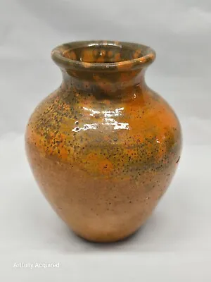 Buy RARE JUGTOWN WARE POTTERY Vase Orange / Green Orange Peel Glaze N. CAROLINA 5820 • 262.42£