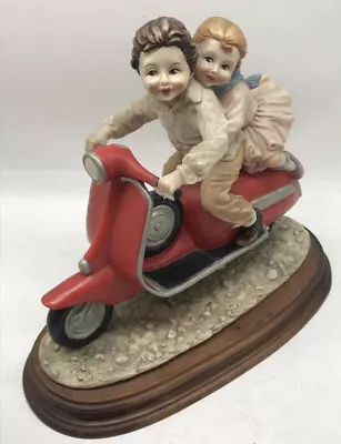 Buy Capodimonte Charming Large Figurine- Kids On Vespa Skirts Flying! EUC VERY RARE • 88.94£