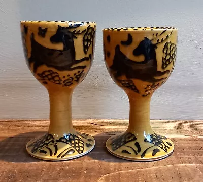 Buy Wendy Gill Of St Asaph Medieval Style Studio Pottery Goblets. 19cms. • 15£